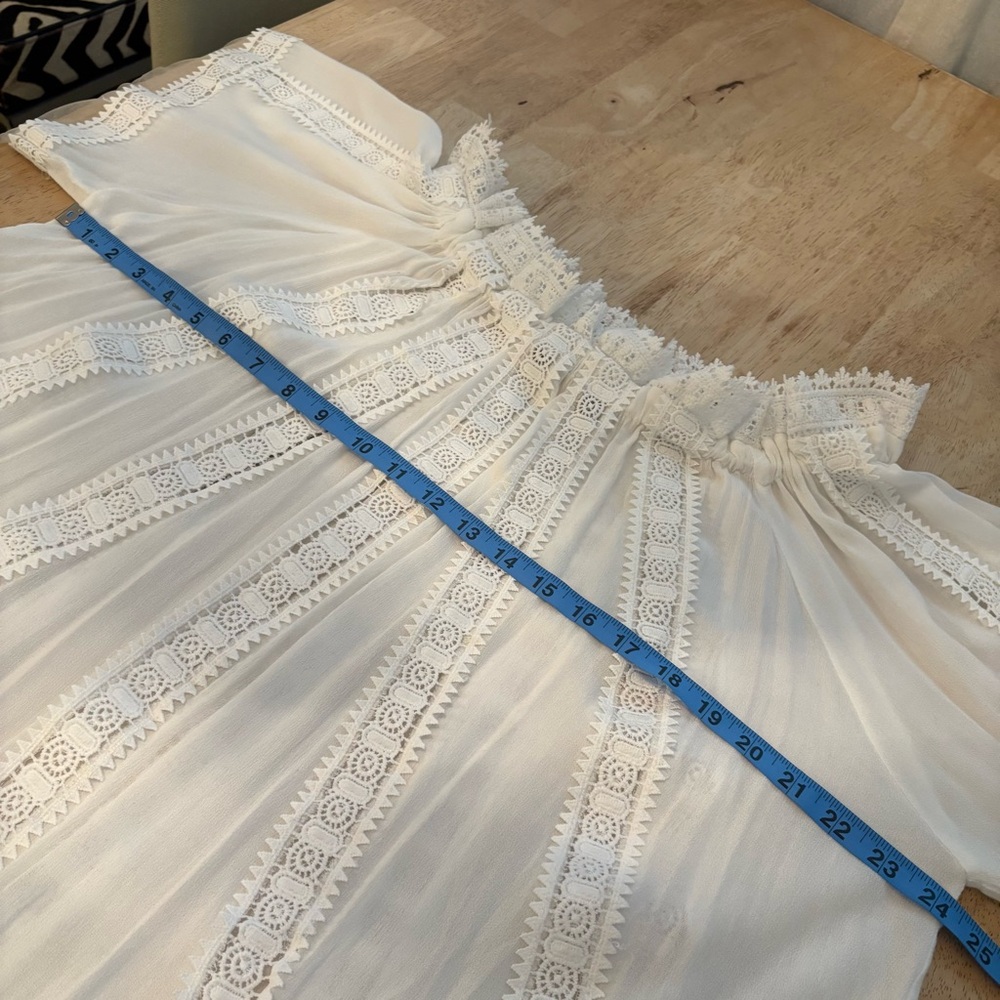 POL Anthropologie New White Bohemian Romantic White Lace & Tassels Top! Medium - Picture 11 of 13